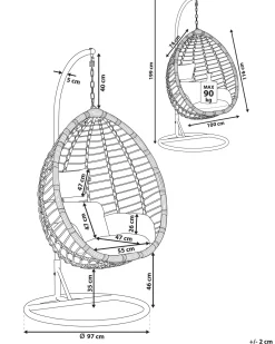 Hangesessel Mit Gestell Rattan Schwarz O 97 Cm Tollo