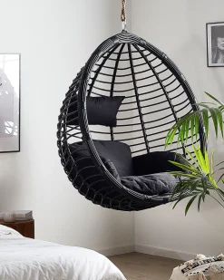 Hangesessel Mit Gestell Rattan Schwarz O 97 Cm Tollo