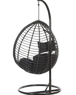 Hangesessel Mit Gestell Rattan Schwarz O 97 Cm Tollo
