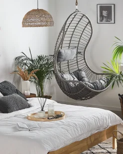 Hangesessel Rattan Grau Mit Sitzkissen Pineto