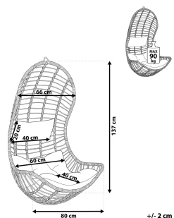 Hangesessel Rattan Grau Mit Sitzkissen Pineto