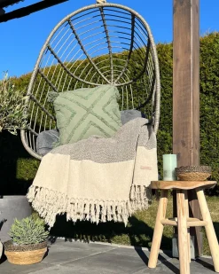 Hangesessel Rattan Grau Mit Sitzkissen Casoli