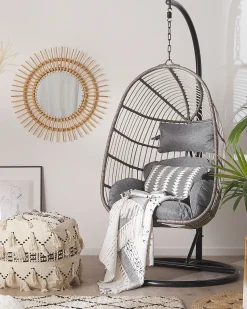Hangesessel Rattan Grau Mit Sitzkissen Casoli