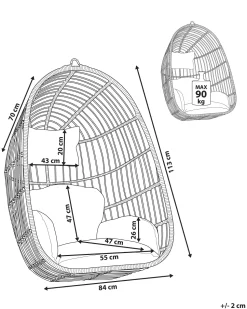 Hangesessel Rattan Grau Mit Sitzkissen Casoli