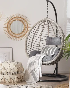 Hangesessel Rattan Hellgrau O 106 Cm Mit Sitzkissen Tollo