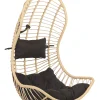 Hangesessel Rattan Naturlich / Schwarz Mit Sitzkissen Pineto