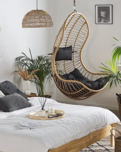 Hangesessel Rattan Naturlich / Schwarz Mit Sitzkissen Pineto