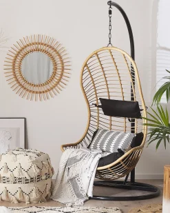 Hangesessel Rattan Naturlich / Schwarz Mit Sitzkissen Pineto