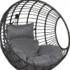 Hangesessel Rattan Schwarz / Grau O 99 Cm Mit Sitzkissen Aspio