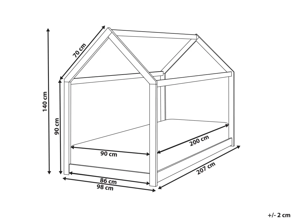 Hausbett Holz Weis 90 X 200 Cm Kinder Tosse