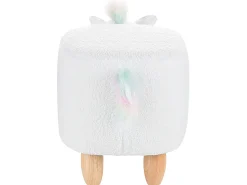 Hocker Felloptik / Gummibaumholz Weis Einhornform Unicorn