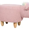 Hocker Felloptik / Gummibaumholz Rosa Einhornform Unicorn