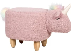 Hocker Felloptik / Gummibaumholz Rosa Einhornform Unicorn
