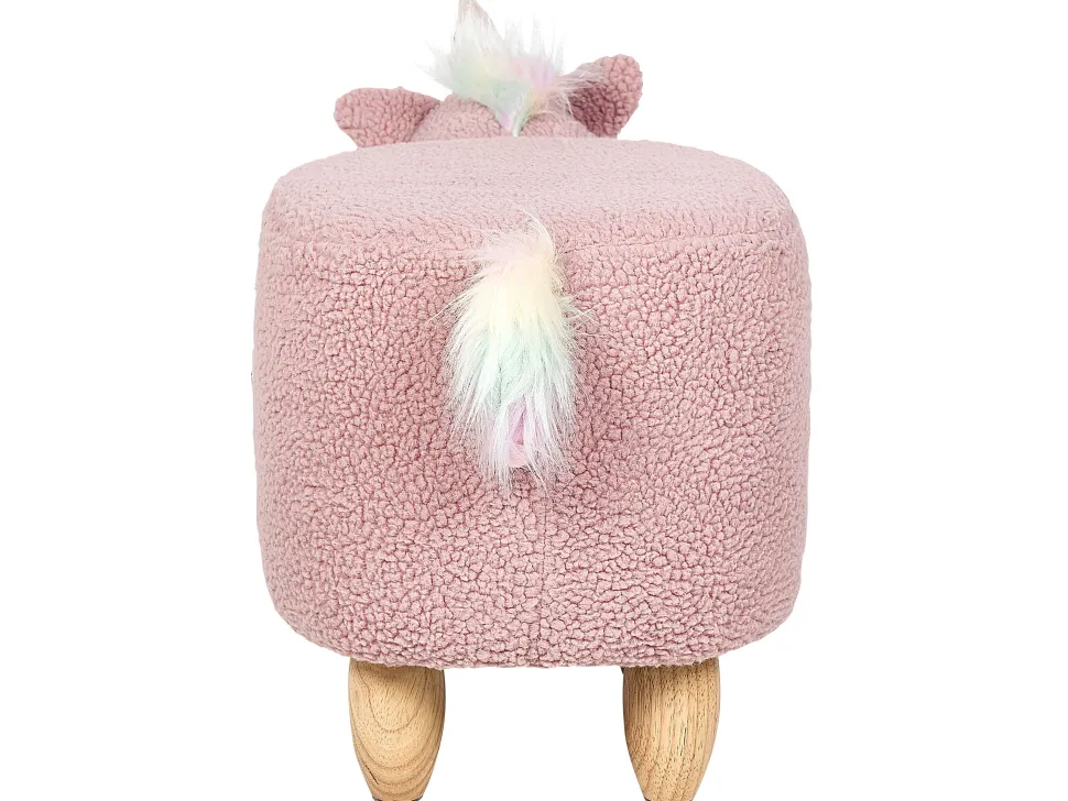 Hocker Felloptik / Gummibaumholz Rosa Einhornform Unicorn