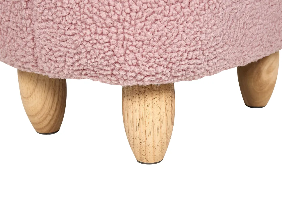 Hocker Felloptik / Gummibaumholz Rosa Einhornform Unicorn