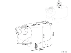 Hocker Felloptik / Gummibaumholz Rosa Einhornform Unicorn