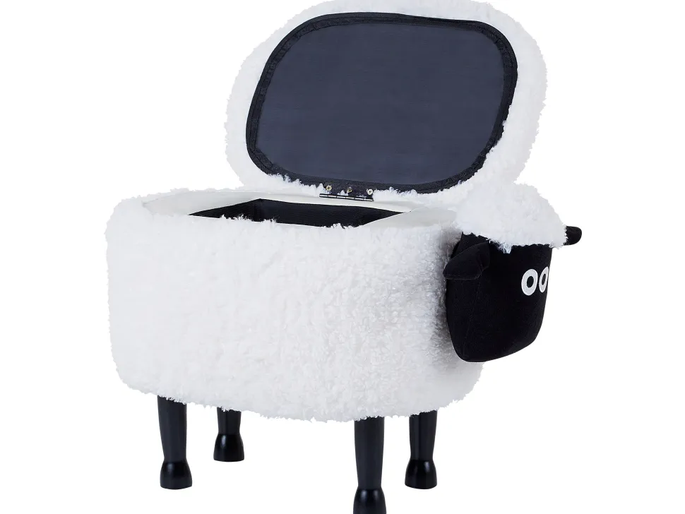 Hocker Felloptik Mit Stauraum Weis Schafhocker Sheep