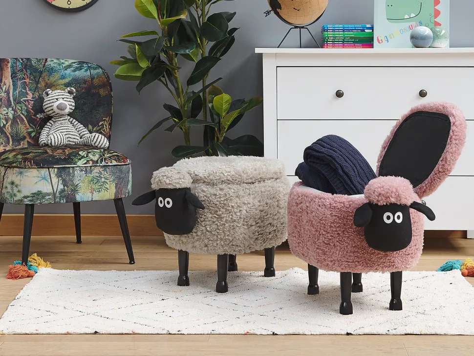 Hocker Felloptik Mit Stauraum Rosa Schafhocker Sheep