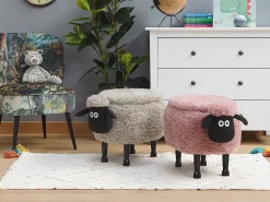 Hocker Felloptik Mit Stauraum Rosa Schafhocker Sheep