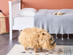 Hocker Felloptik Sandbeige Woolly