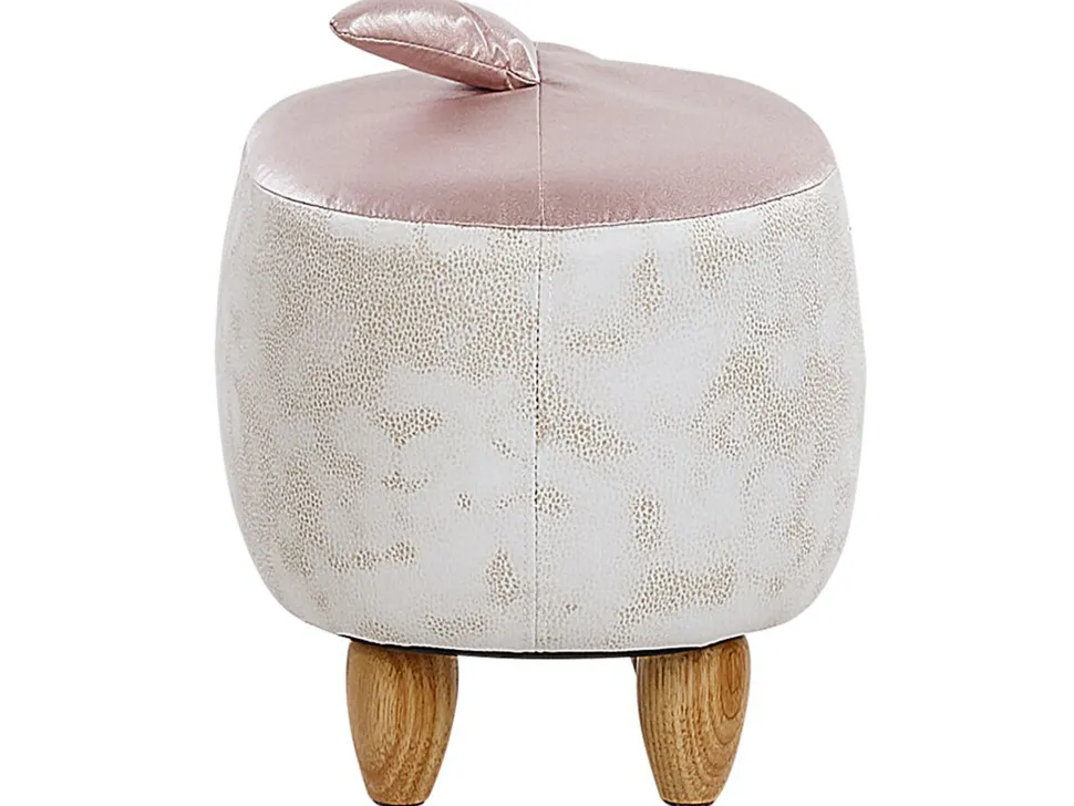 Hocker Kunstleder / Gummibaumholz Rosa-Weis Shark