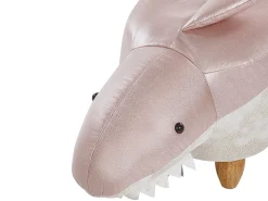Hocker Kunstleder / Gummibaumholz Rosa-Weis Shark
