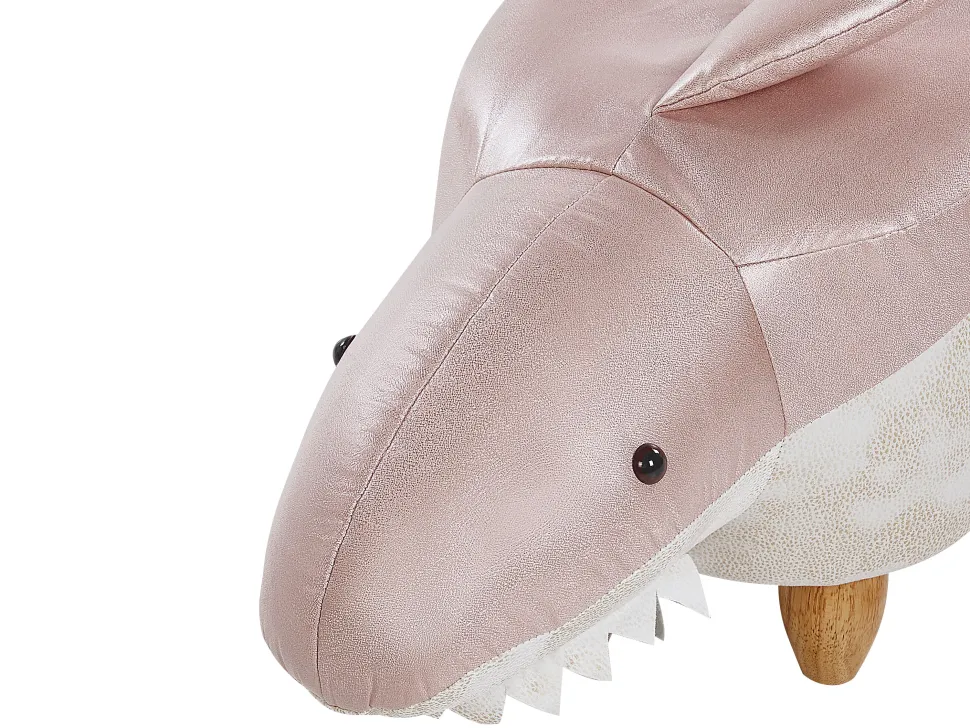 Hocker Kunstleder / Gummibaumholz Rosa-Weis Shark