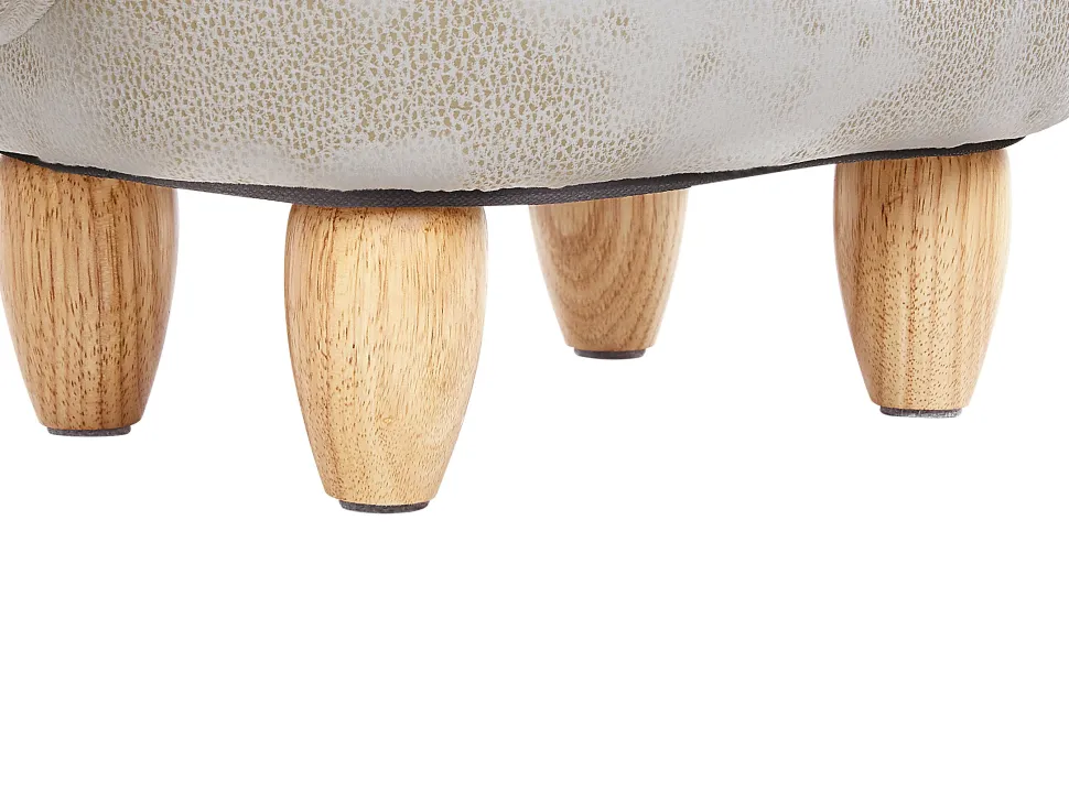 Hocker Kunstleder / Gummibaumholz Rosa-Weis Shark