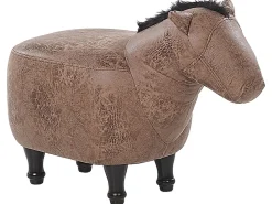 Hocker Lederoptik Hellbraun Pferdeform Horse
