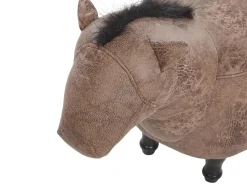 Hocker Lederoptik Hellbraun Pferdeform Horse