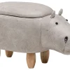 Hocker Lederoptik Mit Stauraum Hellgrau Hippo