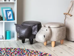 Hocker Lederoptik Mit Stauraum Hellgrau Hippo