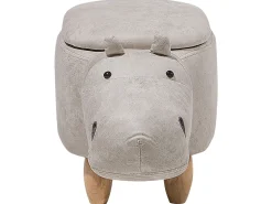Hocker Lederoptik Mit Stauraum Hellgrau Hippo