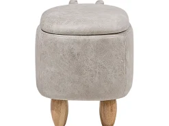Hocker Lederoptik Mit Stauraum Hellgrau Hippo