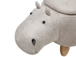 Hocker Lederoptik Mit Stauraum Hellgrau Hippo
