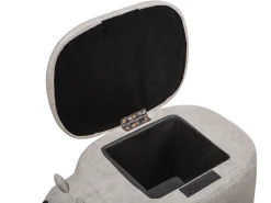 Hocker Lederoptik Mit Stauraum Hellgrau Hippo