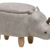 Hocker Lederoptik Mit Stauraum Hellgrau Rhino