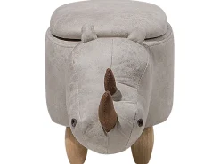 Hocker Lederoptik Mit Stauraum Hellgrau Rhino
