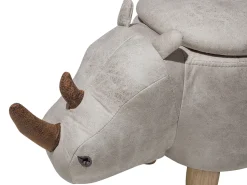 Hocker Lederoptik Mit Stauraum Hellgrau Rhino