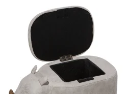 Hocker Lederoptik Mit Stauraum Hellgrau Rhino