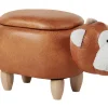 Hocker Lederoptik Mit Stauraum Braun Monkey
