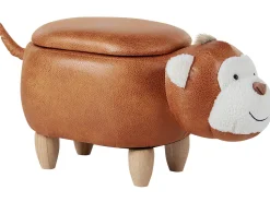Hocker Lederoptik Mit Stauraum Braun Monkey