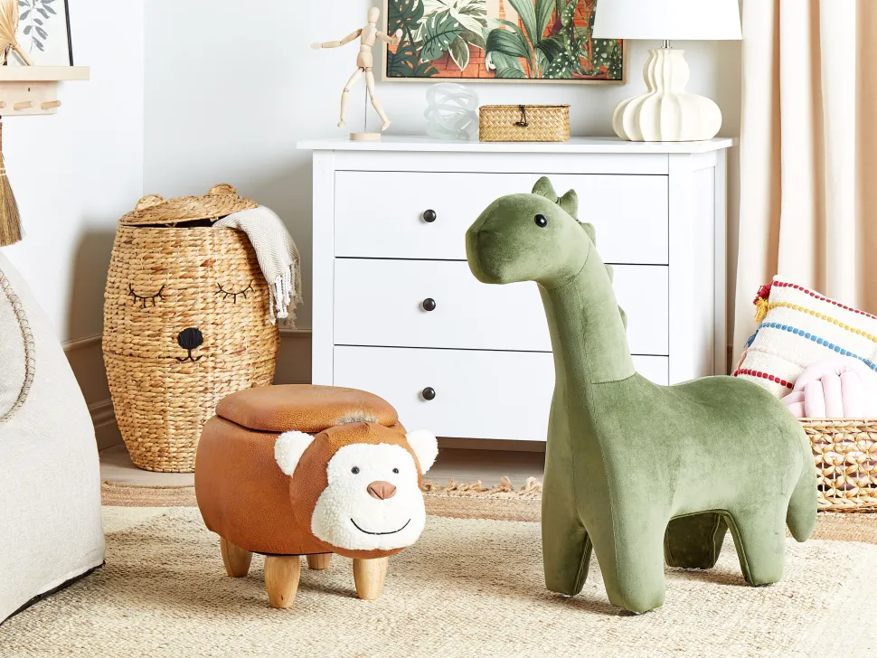 Hocker Lederoptik Mit Stauraum Braun Monkey