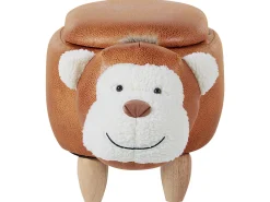 Hocker Lederoptik Mit Stauraum Braun Monkey