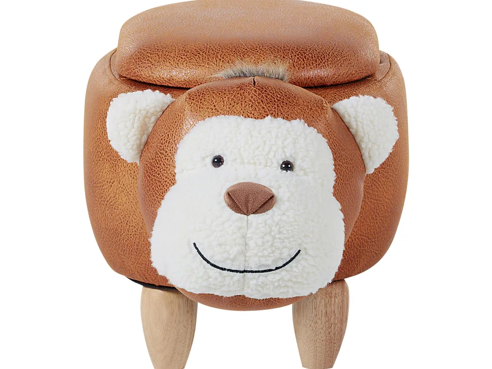 Hocker Lederoptik Mit Stauraum Braun Monkey
