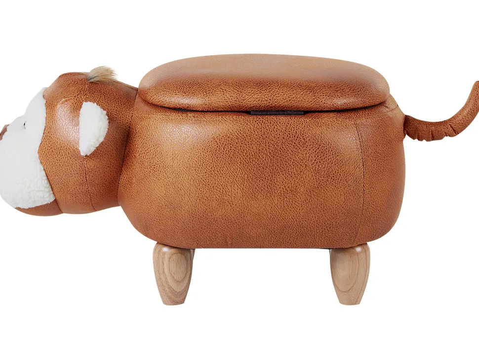 Hocker Lederoptik Mit Stauraum Braun Monkey
