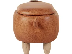 Hocker Lederoptik Mit Stauraum Braun Monkey