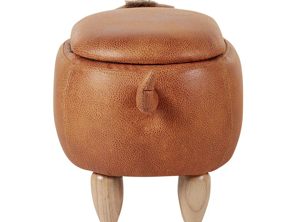Hocker Lederoptik Mit Stauraum Braun Monkey