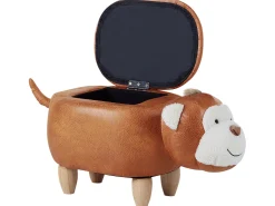 Hocker Lederoptik Mit Stauraum Braun Monkey
