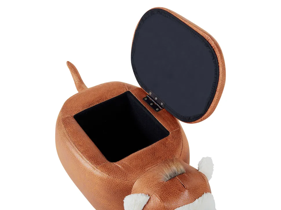 Hocker Lederoptik Mit Stauraum Braun Monkey
